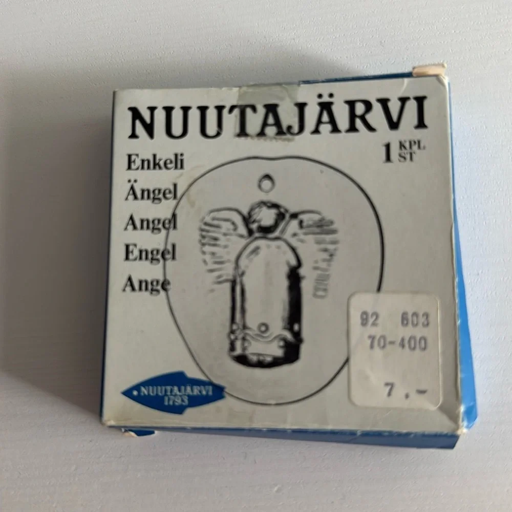 Vintage Nuutajarvi Glass Christmas Ornament Sun Catcher with Original Box, Angel